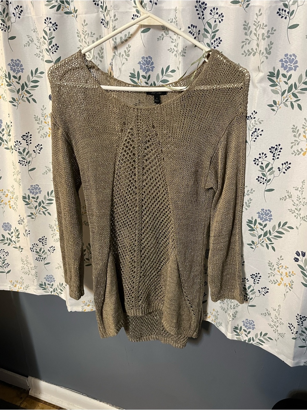 Apt. 9 Open-Knit Crewneck Sweater in Taupe